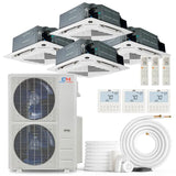 Cooper & Hunter 60,000 BTU 4-Zone Ceiling Cassette Air Conditioner with Outdoor Unit, 4 Indoor Units, Remotes and Wired Controllers, R454B 230V