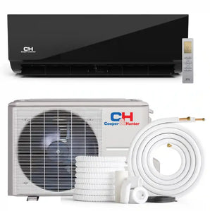 Black and white 9,000 BTU Ductless Mini Split AC with R454B and -13~122 rated capacity