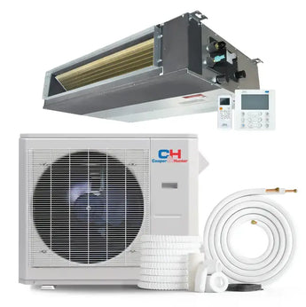 Cooper & Hunter 9000 BTU Ductless Single Zone Mini Split Concealed Duct Air Conditioner with R410A refrigerant 230V SEER 2...