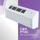White PTAC air conditioner from Cooper & Hunter, model CH-PTW-09HPGF, perfect for heating and cooling