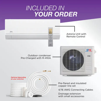 Cooper & Hunter Astoria 30,000 BTU Single Zone Wall Mount, 230V, R410A - Ductless Mini Split Air Conditioner Heat Pump
