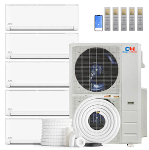 White Cooper&Hunter 60000 BTU Ductless Mini Split Multi-Zone Air Conditioner with R454B refrigerant 230V SEER 22.0 Inverter