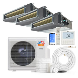 Cooper & Hunter Hyper Heat 3-Zone Ducted Mini Split AC Heat Pump Concealed Duct