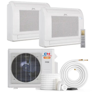 Cooper & Hunter Hyper 28,000 BTU 2-Zone 12k+12k Mini Floor Console, 230V, R454B - Ductless Mini Split Air Conditioner Heat Pump