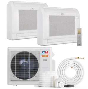 Cooper & Hunter Hyper 36,000 BTU 2-Zone 9k+16k Mini Floor Console, 230V, R454B - Ductless Mini Split Air Conditioner Heat Pump