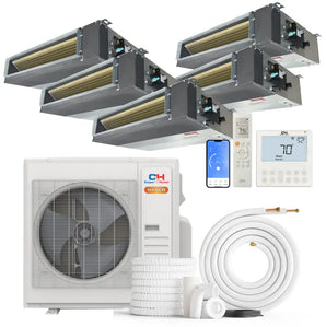 Cooper & Hunter Hyper Heat 5-Zone Ducted Mini Split AC Heat Pump Concealed Duct