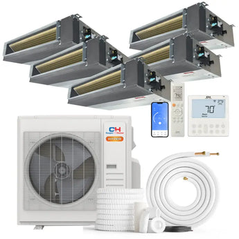 Cooper & Hunter Hyper Heat 5-Zone Ducted Mini Split AC Heat Pump Concealed Duct