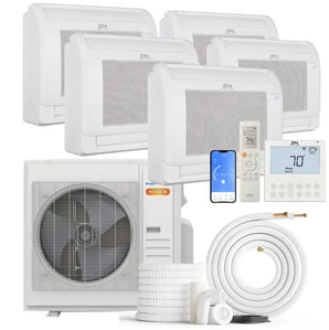 Cooper & Hunter Hyper 36,000 BTU 5-Zone 9k+9k+9k+9k+9k Mini Floor Console, 230V, R454B - Ductless Mini Split Air Conditioner Heat Pump