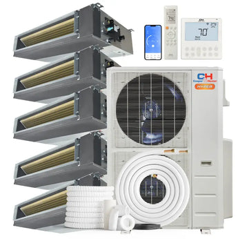 Cooper & Hunter Hyper Heat 5-Zone Ducted Mini Split AC Heat Pump Concealed Duct