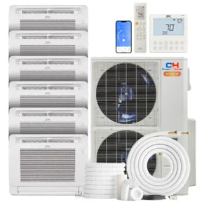 Cooper & Hunter Hyper 55,000 BTU 6-Zone 9k+9k+9k+12k+12k+16k Mini Floor Console, 230V, R454B - Ductless Mini Split Air Conditioner Heat Pump