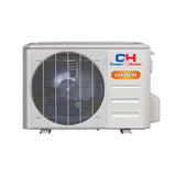 White cooper & hunter hyper outdoor mini floor console air conditioning unit with circular fan grille and vent slats