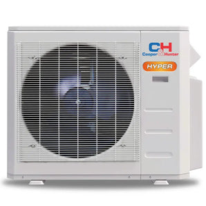 White Cooper & Hunter hyper heat R410A outdoor unit with grille fan