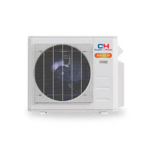 White Cooper&Hunter Hyper Heat outdoor unit with R454B, circular grille