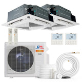 Cooper & Hunter Hyper Heat 28000 BTU Ductless Mini Split Ceiling Cassette Air Conditioner with R454B refrigerant 230V SEER 23 Inverter