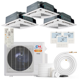 Cooper & Hunter Hyper Heat 28000 BTU 3-Zone Ductless Mini Split Ceiling Cassette Air Conditioner with R454B refrigerant 230V SEER2 23 Inverter