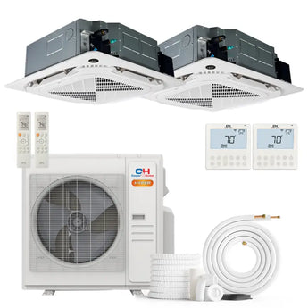 Cooper & Hunter Hyper Heat 36000 BTU Ductless Mini Split Ceiling Cassette Air Conditioner with R454B refrigerant 230V SEER 23 Inverter