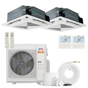Cooper & Hunter Hyper Heat 36000 BTU Ductless Mini Split Ceiling Cassette Air Conditioner with R454B refrigerant 230V SEER 23 Inverter