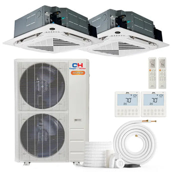 Cooper & Hunter Hyper Heat 48000 BTU Ductless Mini Split Ceiling Cassette Air Conditioner with R454B refrigerant 230V SEER 23 Inverter