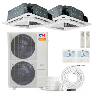 Cooper & Hunter Hyper Heat 48000 BTU Ductless Mini Split Ceiling Cassette Air Conditioner with R454B refrigerant 230V SEER 23 Inverter