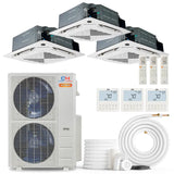 Cooper & Hunter Hyper Heat 48000 BTU 3-Zone Ductless Mini Split Ceiling Cassette Air Conditioner with R454B refrigerant 230V SEER2 23 Inverter