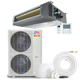 White cooper hunter hyper ceiling-mounted mini split air conditioner with dual fans and r454b slim duct design