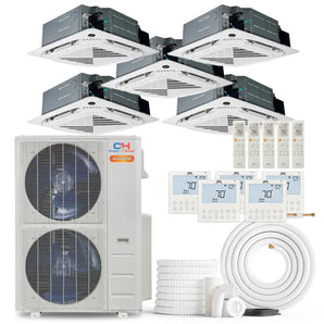 Cooper & Hunter Hyper Heat 55000 BTU 5-Zone Ductless Mini Split Ceiling Cassette Air Conditioner with R454B refrigerant 230V SEER2 22.2 Inverter