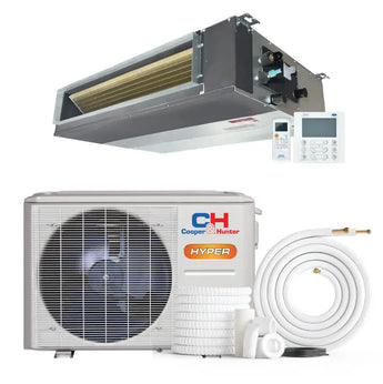 Cooper and hunter hyper heat 9000 btu slim duct r454b concealed duct ceiling-mounted mini split ac with outdoor condenser