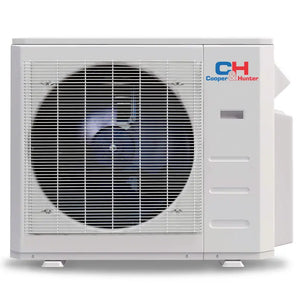 White Cooper & Hunter R410A outdoor unit with circular fan grille