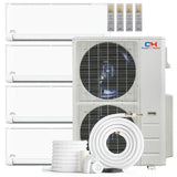 White cooper and hunter hunter olivia 4-zone r454b mini split with four indoor units and one outdoor condenser unit