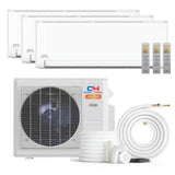 White cooper and hunter olivia hyper ductless mini split air conditioning unit with remote controls and modern design