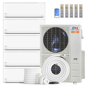 Cooper & Hunter Olivia Hyper 48,000 BTU 5-Zone 6k+9k+9k+12k+12k Wall Mount, 230V, R454B - Ductless Mini Split AC Heat Pump