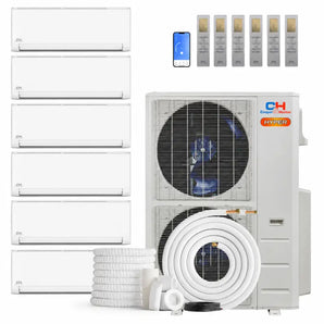 Cooper & Hunter Olivia Hyper 48,000 BTU 6-Zone 6k+9k+9k+9k+9k+18k Wall Mount, 230V, R454B - Ductless Mini Split AC Heat Pump