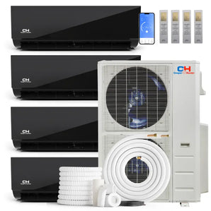 Cooper & Hunter Olivia Midnight 60,000 BTU 4-Zone 9k+9k+9k+9k Wall Mount, 230V, R454B - Ductless Mini Split Air Conditioner Heat Pump