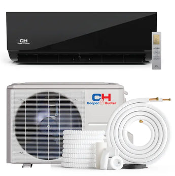 Black glossy cooper and hunter olivia midnight 9000 btu wall mount ac with matching remote best buy ac option