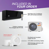 Black olivia midnight mini split air conditioner with lcd remote uses r454b refrigerant for efficient heating and cooling