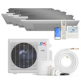 Cooper&Hunter 28,000 BTU 4-Zone One-Way Cassette Mini Split kit with R454B refrigerant, 230V, SEER2 25 — 4 indoor units, outdoor condenser and line-set