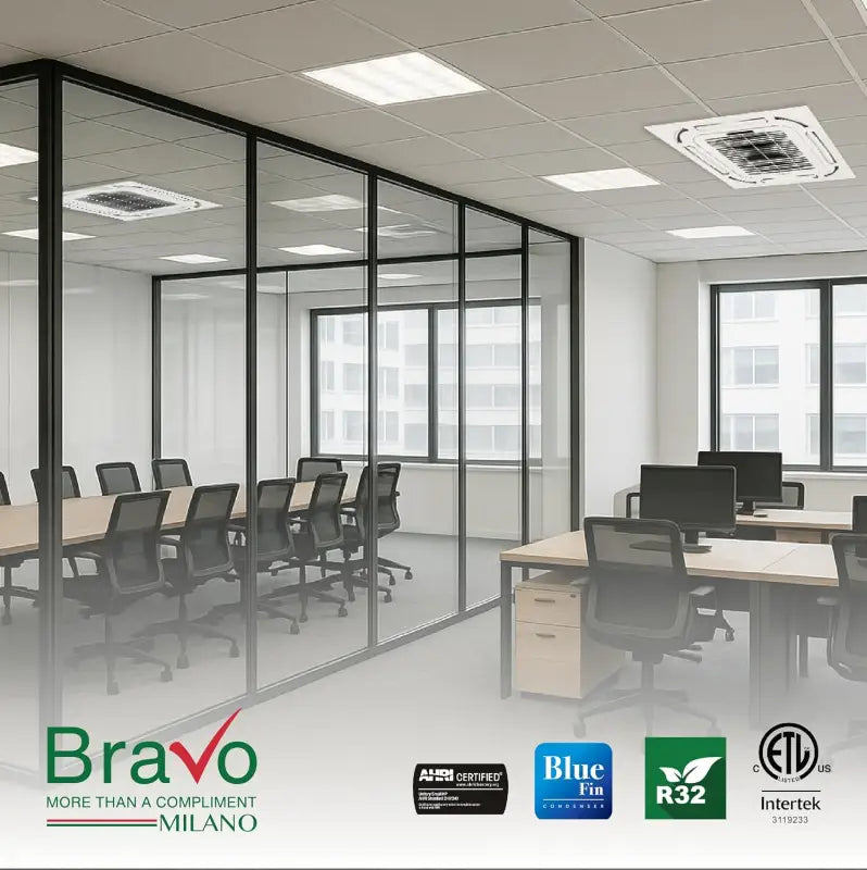 BRAVO 36,000 BTU Dual Zone 18000 + 18000 BTU Ceiling Cassette Ductless Mini Split A/C and Heater with 16ft Installation Kits
