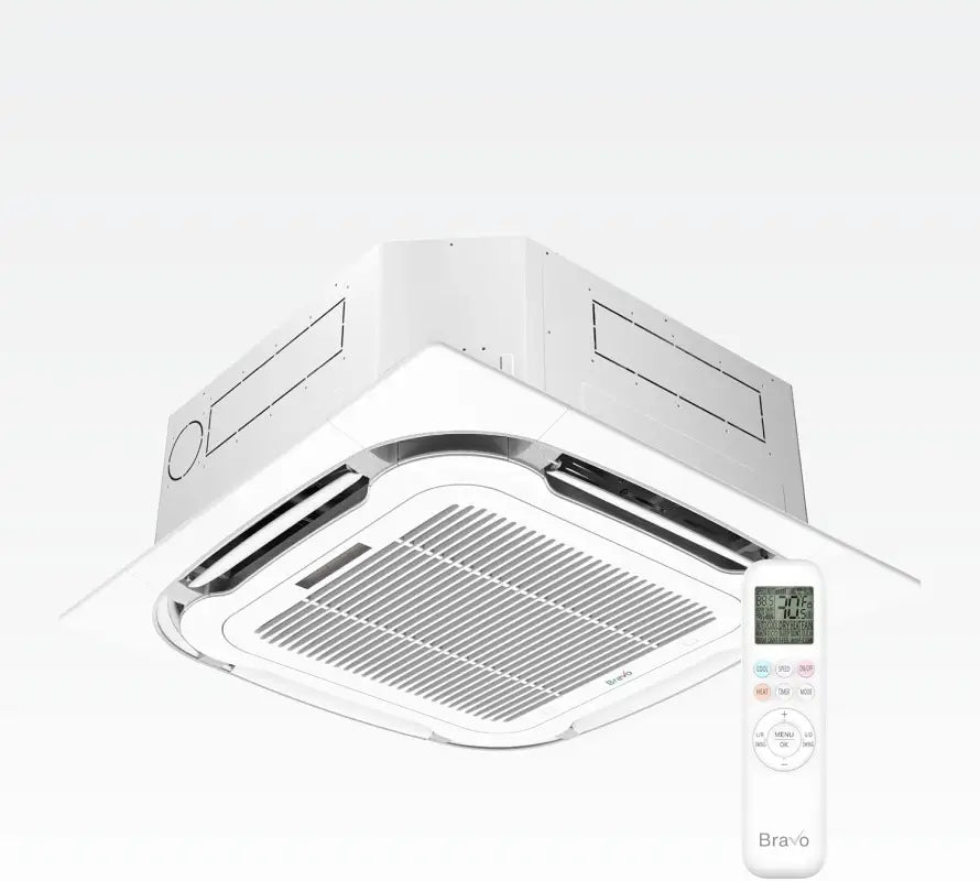 BRAVO 36,000 BTU Dual Zone 18000 + 18000 BTU Ceiling Cassette Ductless Mini Split A/C and Heater with 16ft Installation Kits