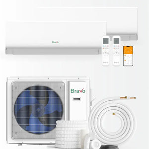 BRAVO 36,000 BTU Dual Zone 9000 + 24000 BTU Wall Mount Ductless Mini Split A/C and Heater with 16ft Installation Kits