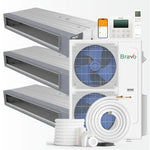 BRAVO 42,000 BTU 3 Zone 12000 + 12000 + 18000 BTU Concealed Duct Mini Split A/C and Heater with 25ft Installation Kits