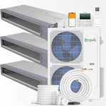 BRAVO 42,000 BTU 3 Zone 12000 + 12000 + 24000 BTU Concealed Duct Mini Split A/C and Heater with 25ft Installation Kits