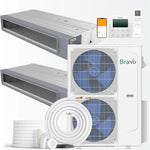 BRAVO 42,000 BTU Dual Zone 18000 + 24000 BTU Concealed Duct Mini Split A/C and Heater with 16ft Installation Kits