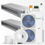 BRAVO 42,000 BTU Dual Zone 18000 + 24000 BTU Concealed Duct Mini Split A/C and Heater with 16ft Installation Kits