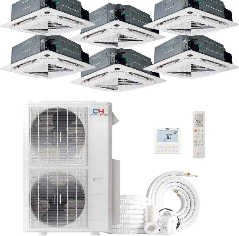 6 Zone 48,000 BTU OLIVIA Ductless Mini Split AC Ceiling Cassette 9k