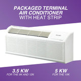 White Remote Control OLMO 12000 BTU Ductless Single Zone Mini Split PTAC System Components with R32 refrigerant 230V Inverter