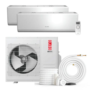 White multi-split wall mount ductless mini split AC with 24000 BTU dual zone system