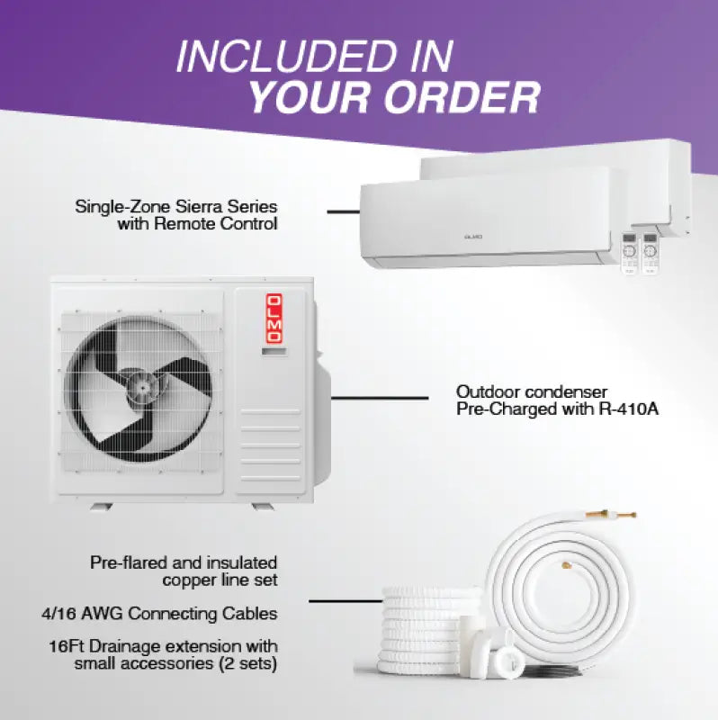 ゆーみんꕤ　1113 OLMO Sierra Series, R32 Mini Split, 24,000 BTU 230V Single
