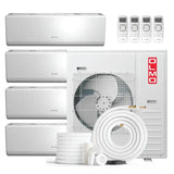 White OLMO 4-zone 42k BTU ductless mini split AC with 4 indoor units