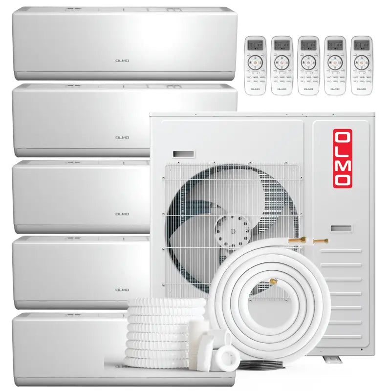 White multi-zone mini split AC from minisplits4less with 25ft installation, parts of OLMO series