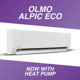 White OLMO 9000 BTU Ductless Single Zone Mini Split System Components with R410A refrigerant 230V SEER 16.5 Inverter